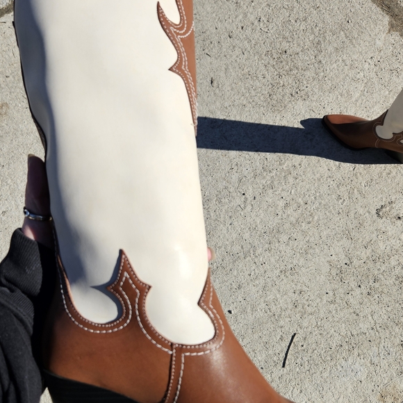 Zodiac Dawson Western Tall Boots - Brown/Cream Leather - Size 5.5M- NEW - Picture 7 of 16